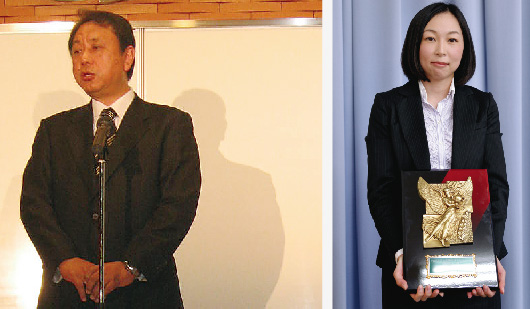 左：野田塾・小川英範 塾長　右：グランドチャンピオンを獲得した野田塾・柴田よし美 先生