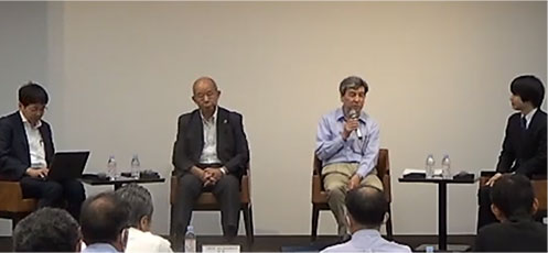[左から] 高橋 純 先生（東京学芸大学）、戸ヶ﨑 勤　先生（戸田市教育委員会 教育長）、奈須 正裕 先生（上智大学）、竹内 孝太朗 氏（モノグサ株式会社CEO）